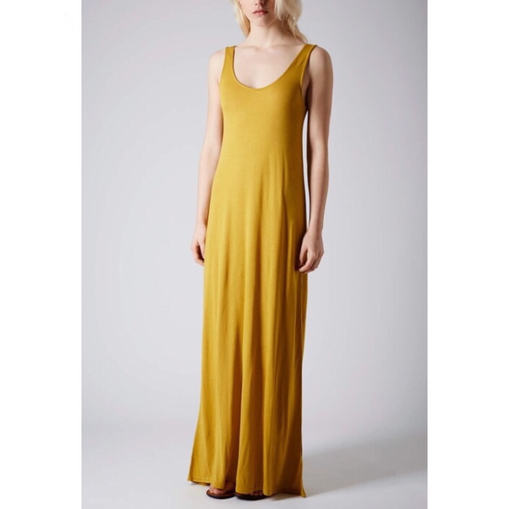 Topshop Yellow Low Back Maxi Dress Size 4